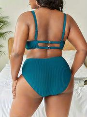 Ribbed Bra & Underwear Bikini 2 Piece Set