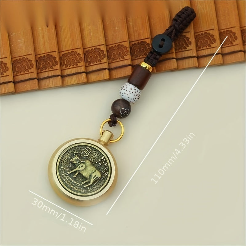 Chinese Zodiac Copper Coin Pendant Keychain Year Pendants