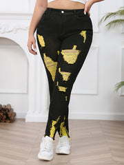 Colorblock Ripped High Rise Skinny Jeans