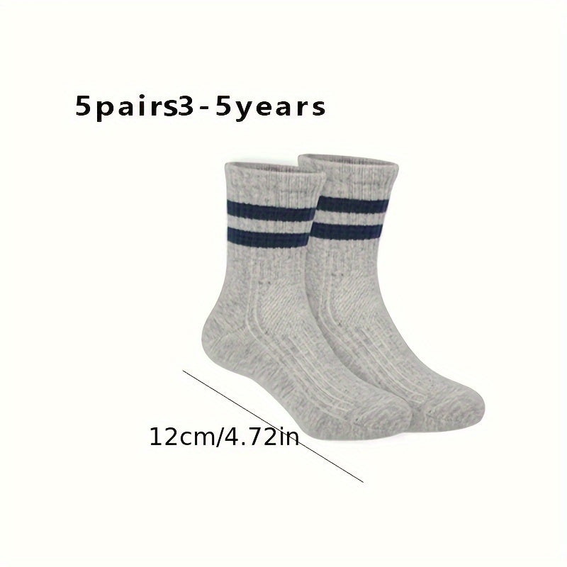 Boy's Striped Crew Socks Breathable Comfy Casual Style Unisex Socks