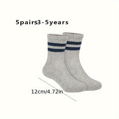 Boy's Striped Crew Socks Breathable Comfy Casual Style Unisex Socks