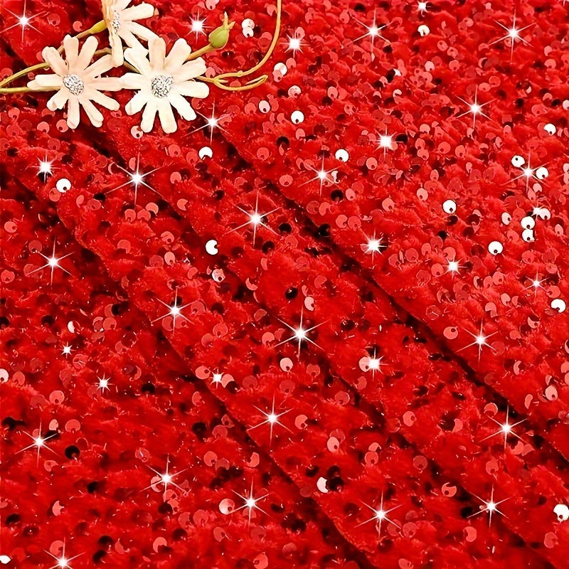 Velvet Sequin Fabric for DIY Sewing Table Runner Curtain Wedding Dress