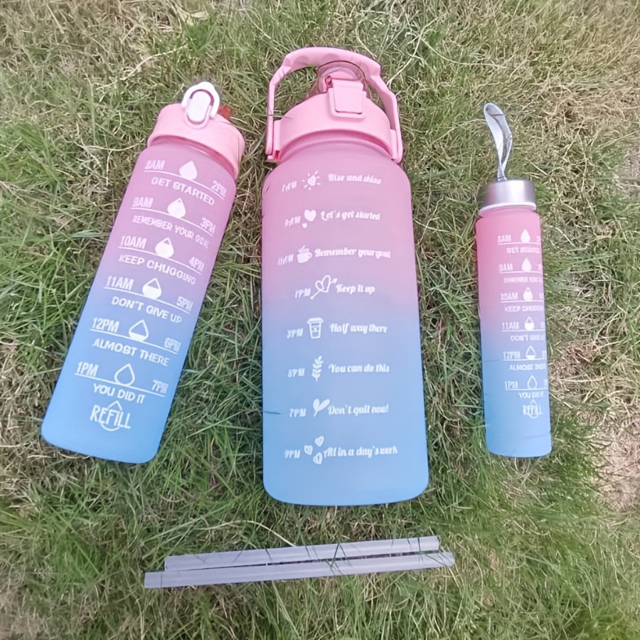 Gradient Sports Water Bottle with Time Scale Straw Cup