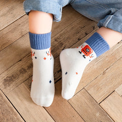 Stylish Robot Letter Striped Socks for All Seasons