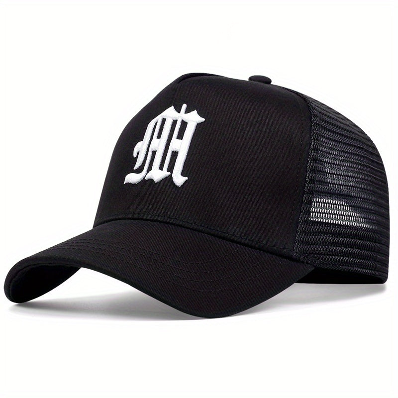 Gothic M Embroidery Baseball Cap Solid Mesh Trucker Hats