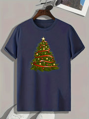 Christmas Tree Print Men's Graphic T-shirt Casual Tee