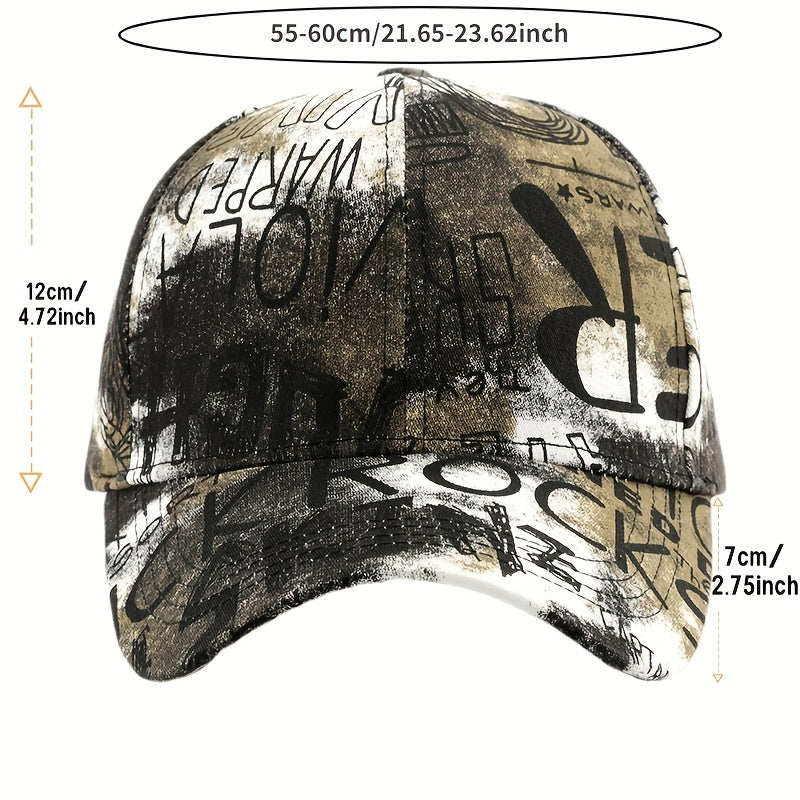 Graffiti Retro Cotton Letter Duck Tongue Cap Outdoor Sun Hat