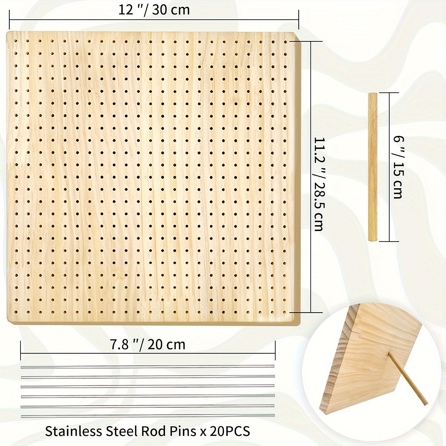 Large Rubber Wooden Crochet Blocking Board Set with 20 Pins