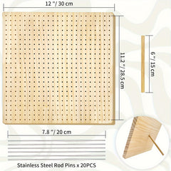 Large Rubber Wooden Crochet Blocking Board Set with 20 Pins