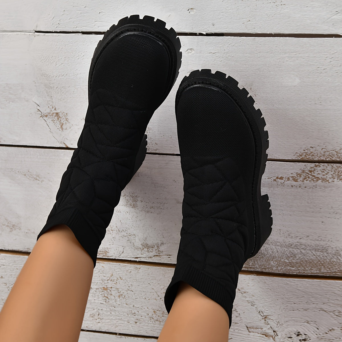 Women's Thick Sole Thermal Mid Calf Boots Chunky Heeled Winter Booties