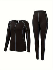 Thermal Underwear Set Long Sleeve Tops & Pants Women's Loungewear