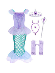 Girls Mermaid Dress Costume Party Cosplay Outfit Kids Clothes