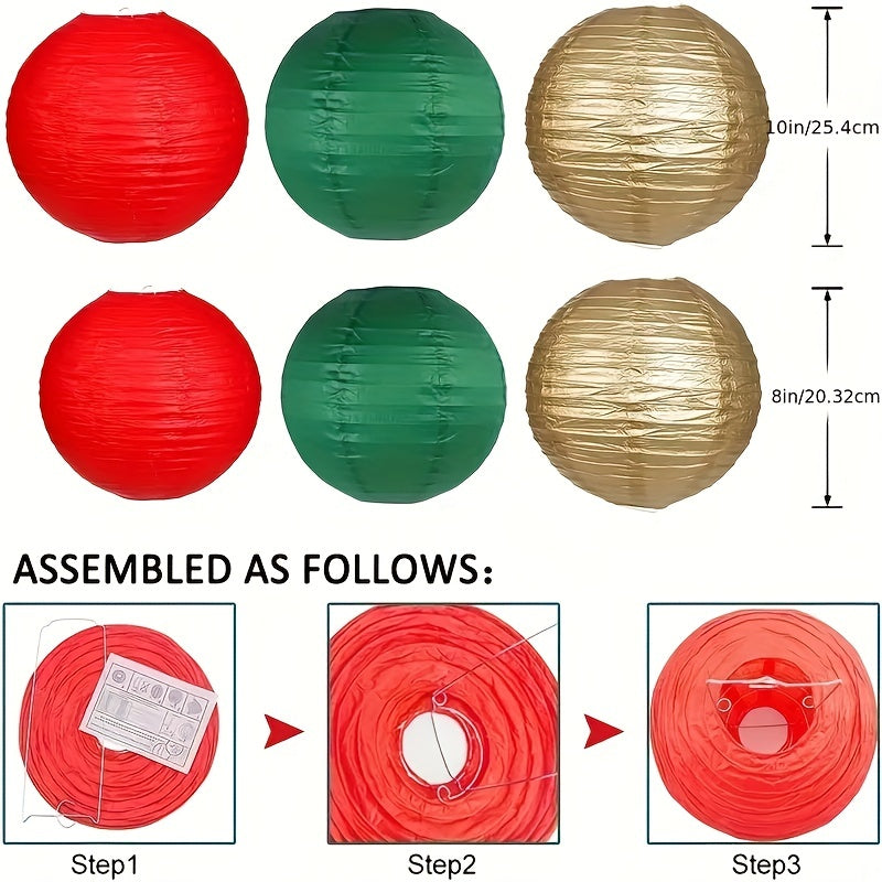 15pcs Green Red Golden Paper Flower Balls & Lanterns St. Patrick's Bridal Shower