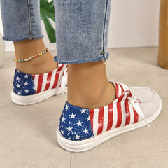 Women's Boat Shoes Star & Stripe Pattern Slip On/Lace Up
