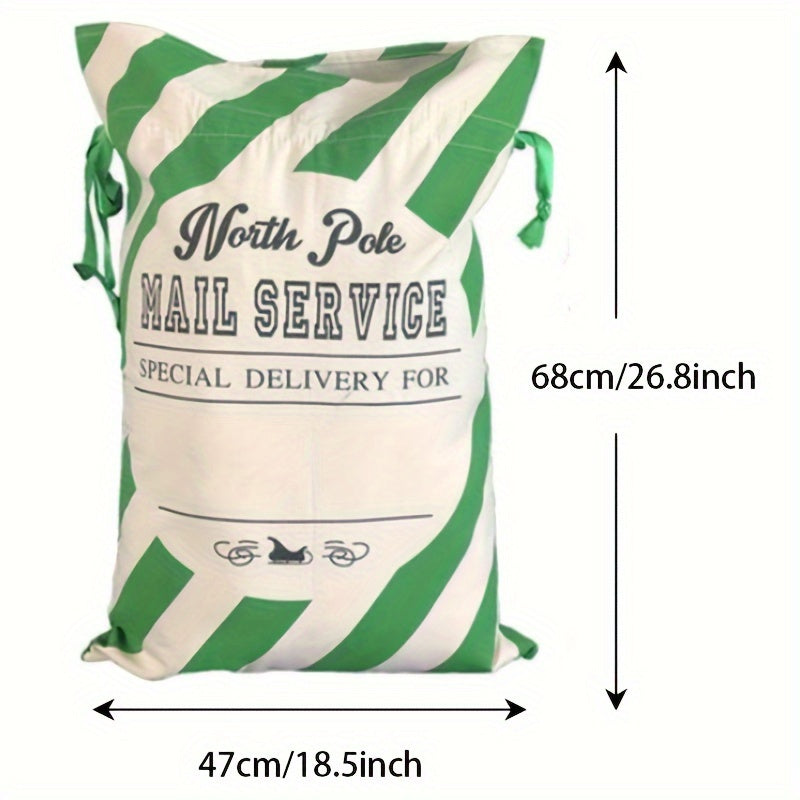 1pc Striped Christmas Bag Large Webbing Cotton Striped Christmas Bags