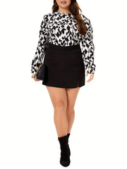 Leopard Print Knot Back Puff Sleeve Blouse