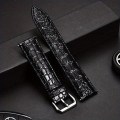 Crocodile Textured Leather Pin Buckle Strap 16-24mm