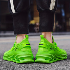 Men's Solid Outdoor Sneakers Shock Absorption Comfy Lace Up Shoes