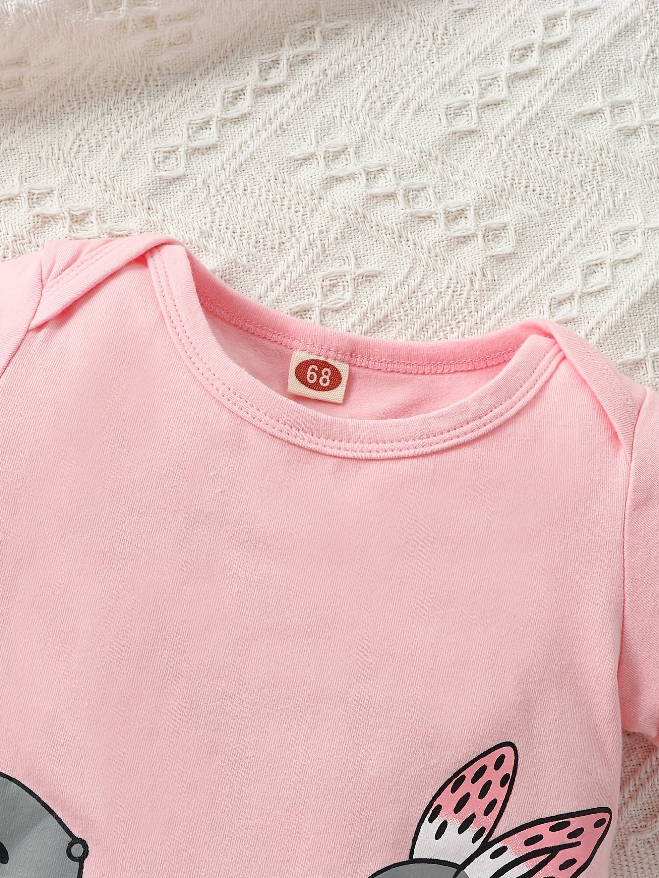Pink Rabbit Print Baby Girl Bodysuit