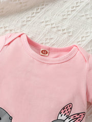 Pink Rabbit Print Baby Girl Bodysuit