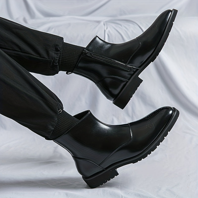 Men's High Top Zipper Boots Assorted Colors Dress Up Walking Shoes