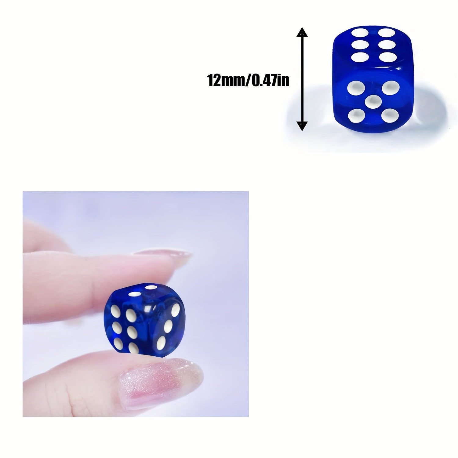 12mm Translucent Game Dices for Table Board Game - Set of 6