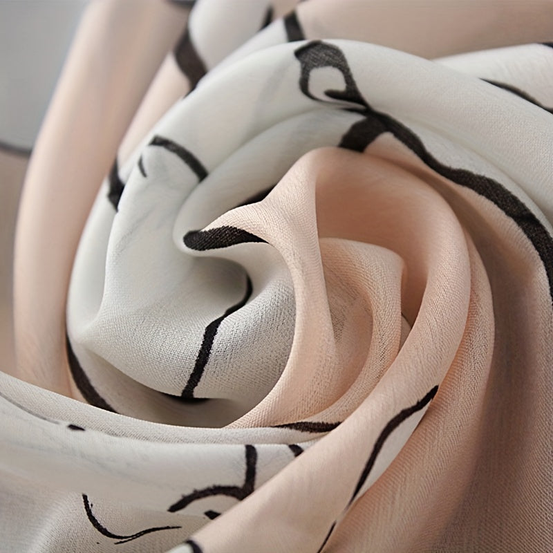 Cartoon Cat Print Scarf Block Shawl Windproof Bandana