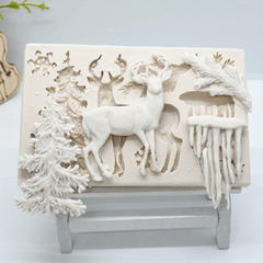 3D Deer Silicone Mold Winter Elk Candy Fondant Mold DIY Cake Decorating