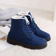 Women's Lace Up Snow Boots Plush Inner Thermal Platform Ankle Boots