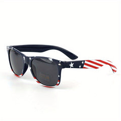 Men's Star Print Striped Sunglasses UV Protection Independence Sunglasses