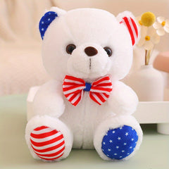 American Flag Teddy Bear Plush Toy Carnival Bow Tie Bear Gift