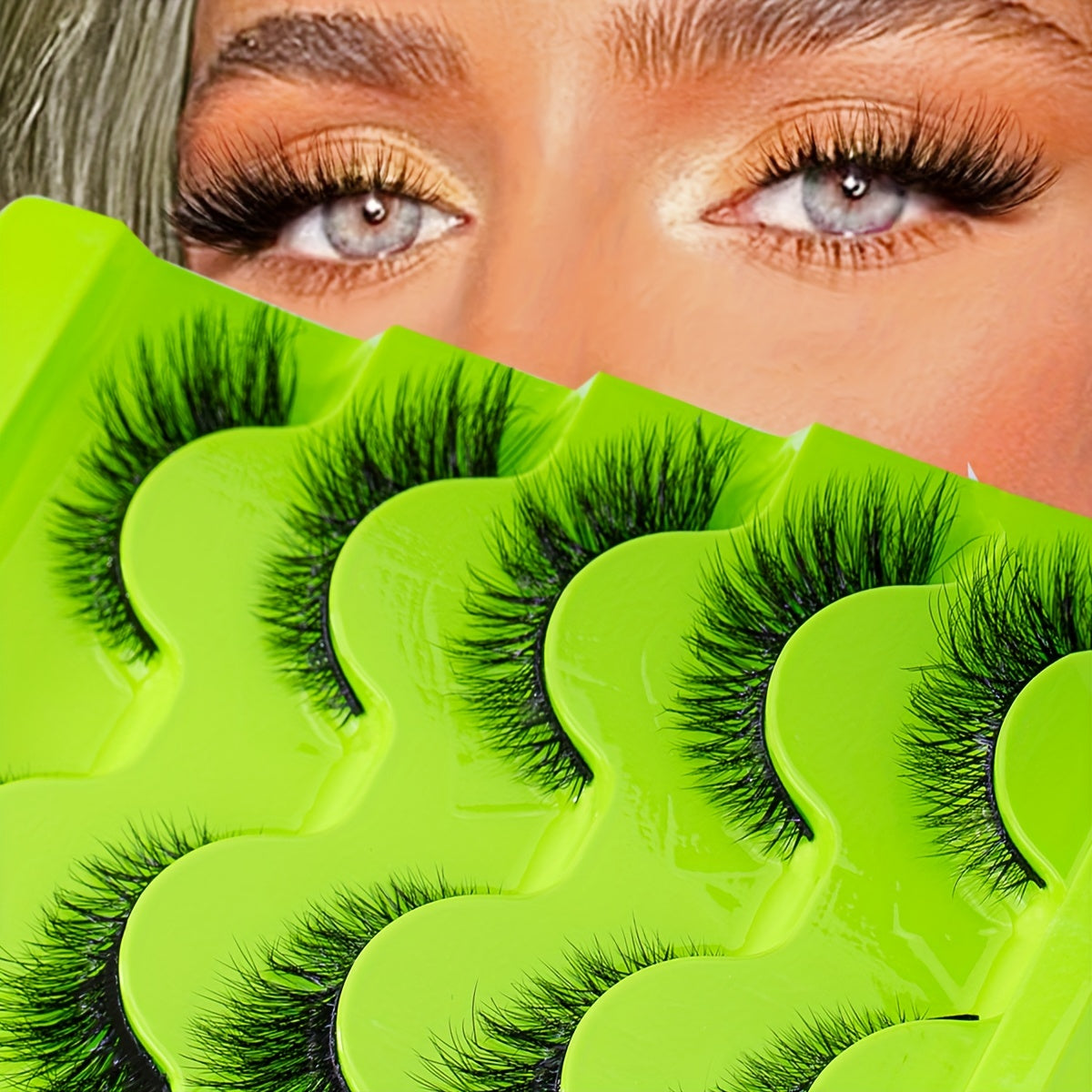 5 Pairs Cat Eye False Lashes Fluffy Soft Cross Manga Wispy Eyelashes