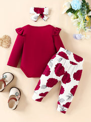 3pcss Baby Casual Outfits Top With Letter Daddy's Little Girl Floral Trousers