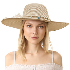 Boho Rope Bowknot Sun Hat Wide Brim Foldable Breathable Straw Hats