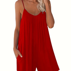 Spaghetti Strap Romper Jumpsuit Sleeveless Cami Casual Women's Summer Clothing