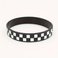 2pcs Checkerboard Pattern Silicone Bracelet Racing Wristband