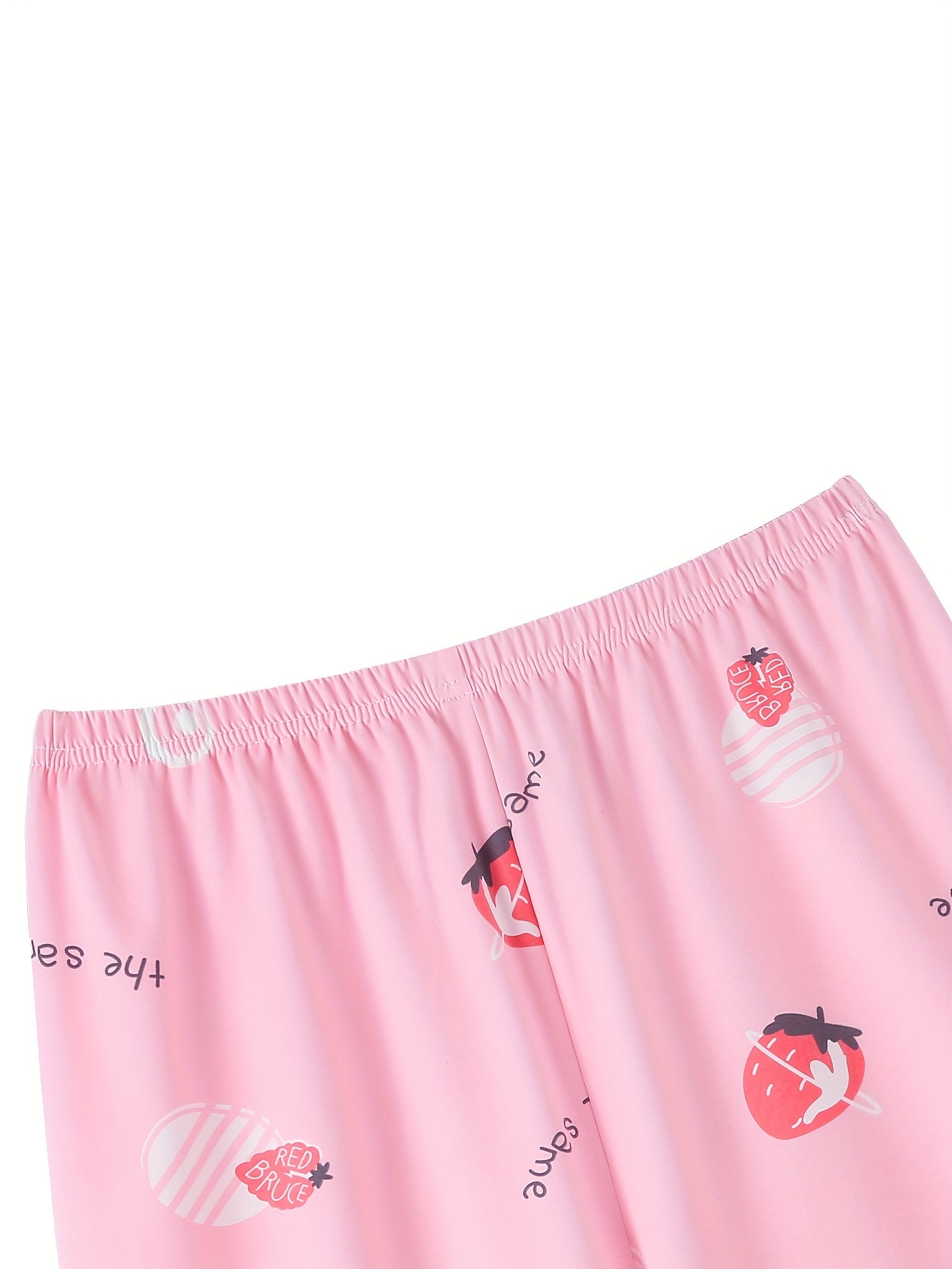 Women's Strawberry & Letter Print High Stretch Shorts