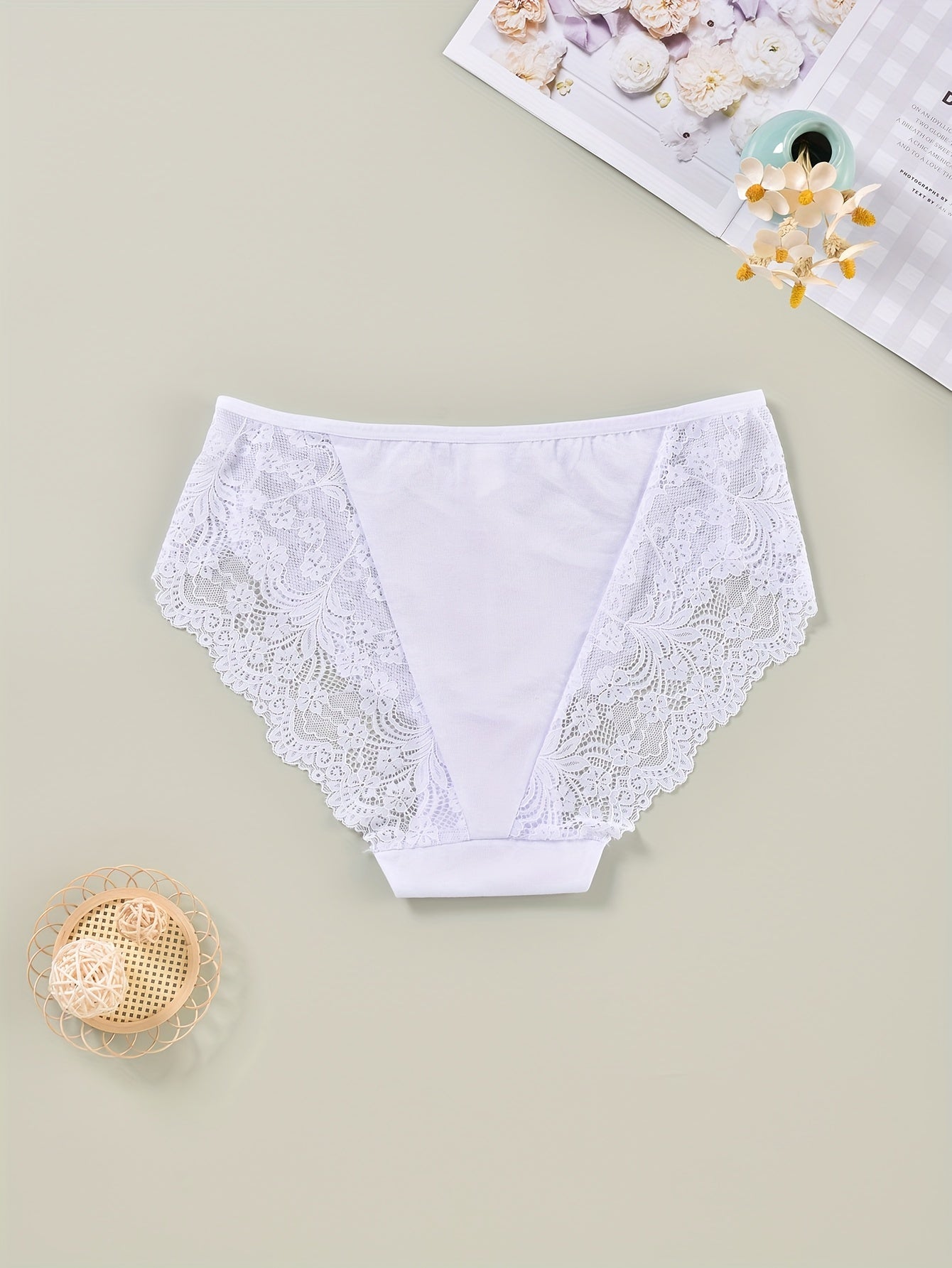3-Pack Plus Size Lace Briefs Set High Stretch