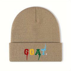 GOAT Embroidered Knitted Beanie Hat Autumn Winter Outdoor Warm Cap