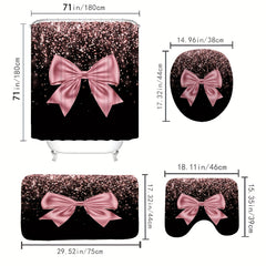 Pink Glitter Drip Shower Curtain Set