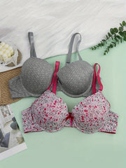 2 Pack Plus Size Bow Knot Underwire Bras Set Women's Full Coverage