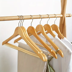 5pcs Non-slip Wooden Clothes Hanger Wardrobe Rack Clothing Store Support