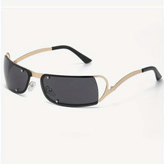 Y2K Wrap Around Hollow Sunglasses Cyberpunk Gradient Glasses UV400