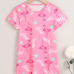Toddler Girls Flamingo Graphic Casual T shirt Dress