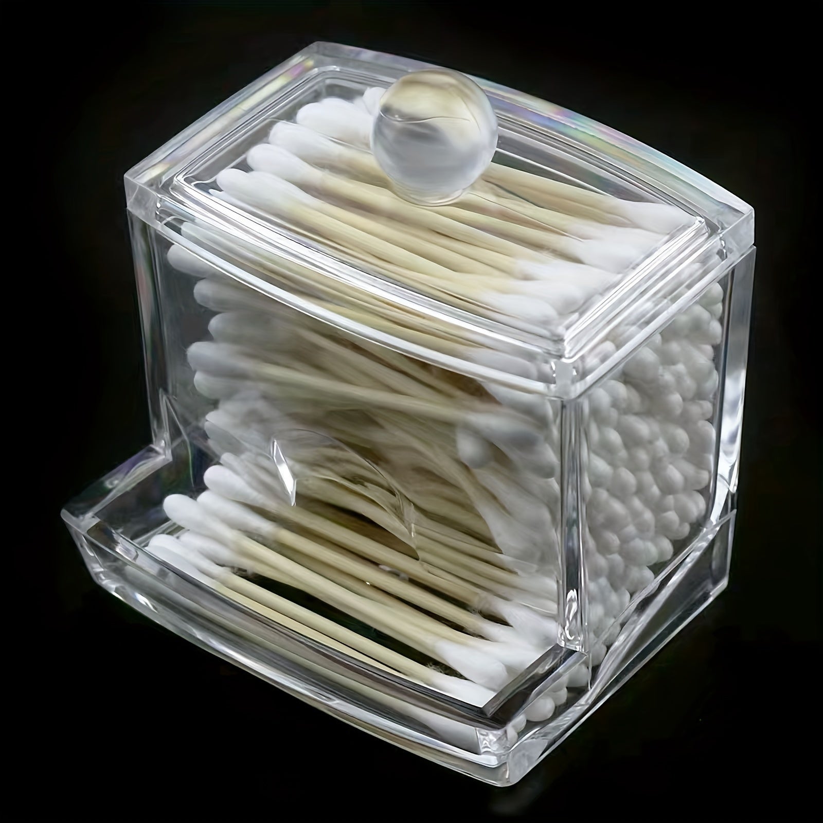 Clear Cotton Swab Box Cotton Pad Holder Container Storage Jar