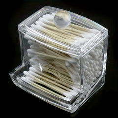 Clear Cotton Swab Box Cotton Pad Holder Container Storage Jar