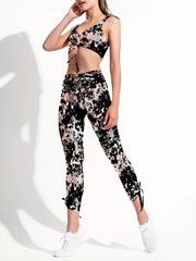Printed Yoga Crop Top & High Waist Leggings Set