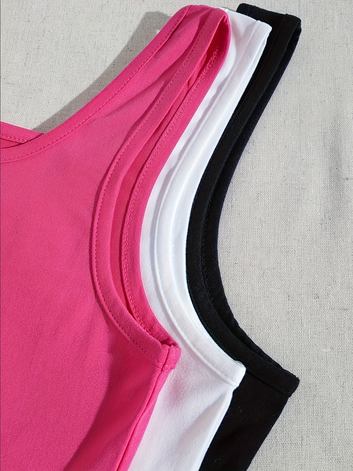 3 Pack Women's Mixed Crop Tank Tops Crew Neck Sleeveless Summer Top