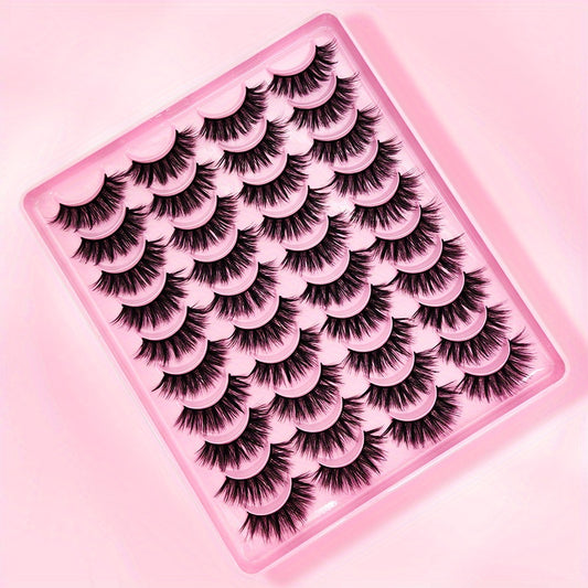 20 Pairs Faux Mink Lashes Fluffy Natural False Eyelashes Long 3D Cat Lashes