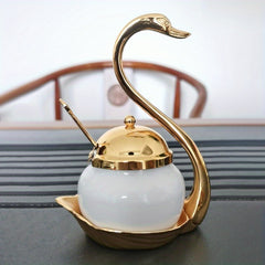 Swan Sugar Bowl Seasoning Jar Salt Shaker Hotel Restaurant Props